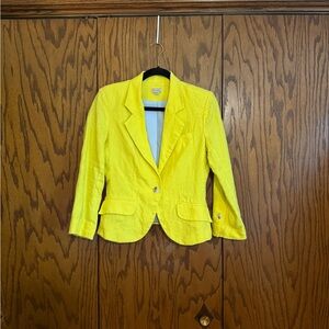 Cremieux Yellow Linen Blazer Womens Small Tailored Jacket Preppy Spring Summer